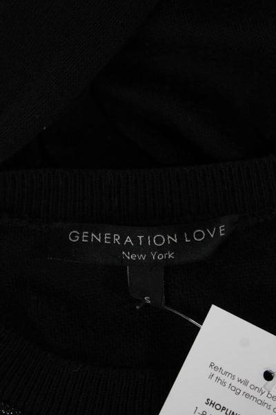Generation Love Women Black Animal Print Crewneck Pullover Size S