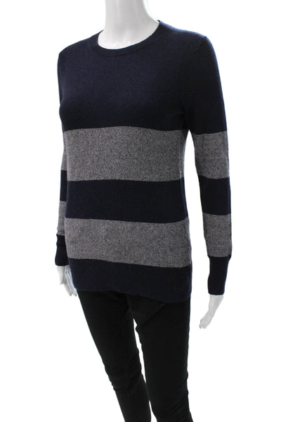Banana Republic Womens Merino Wool Striped Crew Neck Sweater Blue Size XS