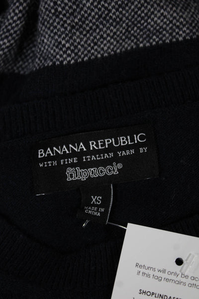 Banana Republic Womens Merino Wool Striped Crew Neck Sweater Blue Size XS