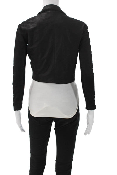 Veda Womens Black Leather Basic Jacket Long Sleeve Size PP