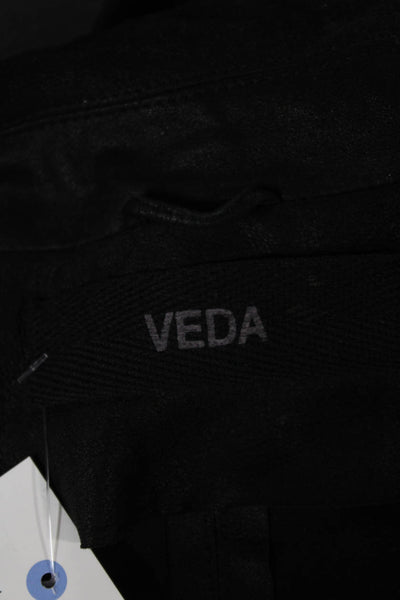 Veda Womens Black Leather Basic Jacket Long Sleeve Size PP