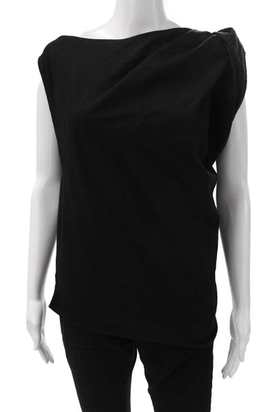 Cali Dreaming Womens Basic Black Cotton Boat Neck Sleeveless Tank Size XS