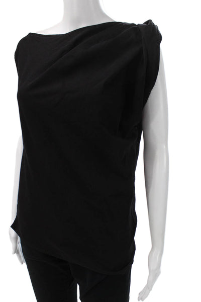 Cali Dreaming Womens Basic Black Cotton Boat Neck Sleeveless Tank Size XS