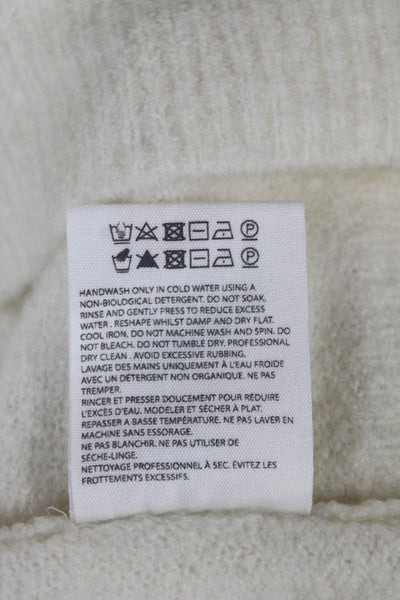 Colorush Women Merino Wool V-Neck Pullover Sweater White Long Sleeve Size 4
