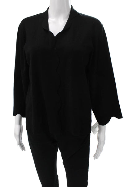 J Envie Womens Pullover Sweater Black V Neck 3/4 Sleeve Polyester Size XL