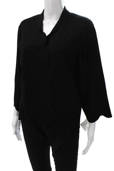 J Envie Womens Pullover Sweater Black V Neck 3/4 Sleeve Polyester Size XL