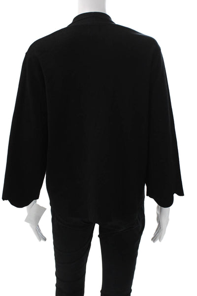 J Envie Womens Pullover Sweater Black V Neck 3/4 Sleeve Polyester Size XL