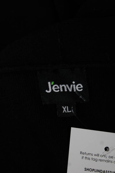 J Envie Womens Pullover Sweater Black V Neck 3/4 Sleeve Polyester Size XL