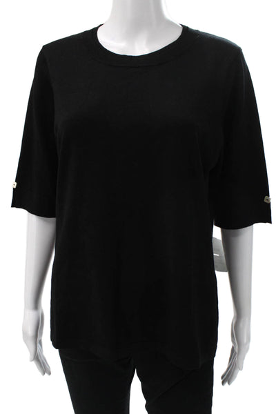 J Envie Women Basic T-Shirt Black Viscose Crew Neck Short Sleeve Size XL