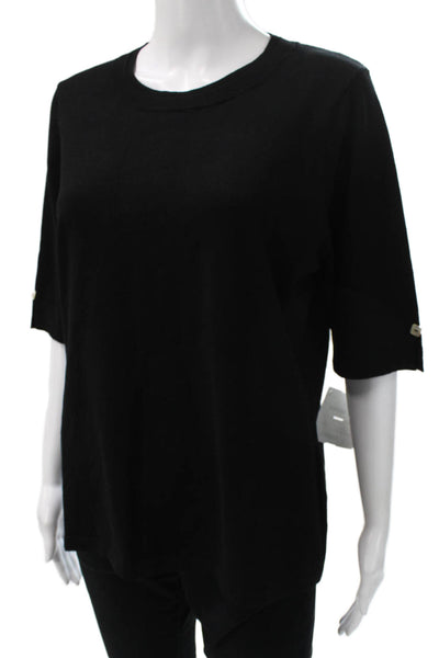 J Envie Women Basic T-Shirt Black Viscose Crew Neck Short Sleeve Size XL