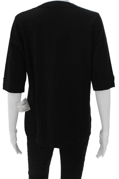 J Envie Women Basic T-Shirt Black Viscose Crew Neck Short Sleeve Size XL