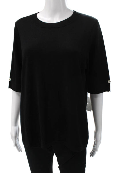 J Envie Womens Black Basic Crew Neck 3/4 Sleeve Viscose T-Shirt Size XL