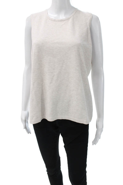 J Envie Women Sleeveless Basic Viscose Crew Neck Tank Beige Size L