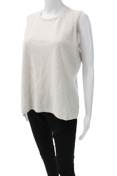 J Envie Women Sleeveless Basic Viscose Crew Neck Tank Beige Size L