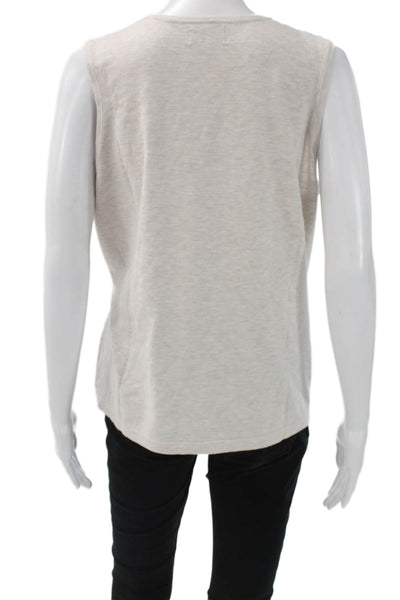 J Envie Women Sleeveless Basic Viscose Crew Neck Tank Beige Size L