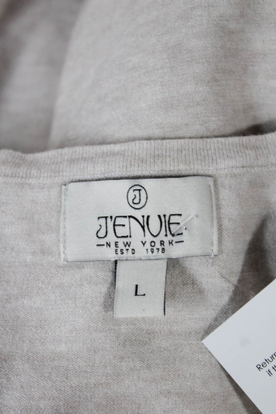 J Envie Women Sleeveless Basic Viscose Crew Neck Tank Beige Size L