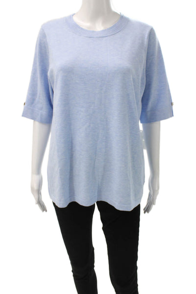 J Envie Women Pullover Sweater Blue Viscose Crew Neck 3/4 Sleeve Size XL