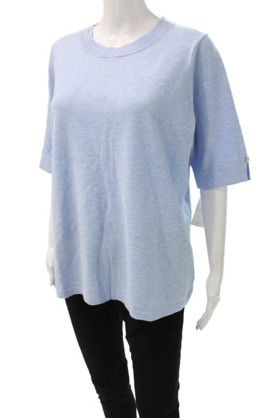 J Envie Women Pullover Sweater Blue Viscose Crew Neck 3/4 Sleeve Size XL