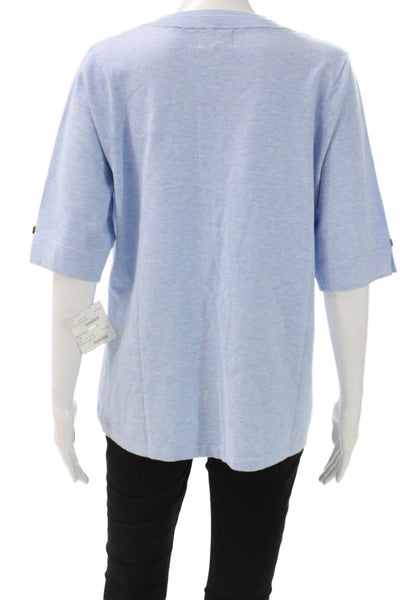 J Envie Women Pullover Sweater Blue Viscose Crew Neck 3/4 Sleeve Size XL