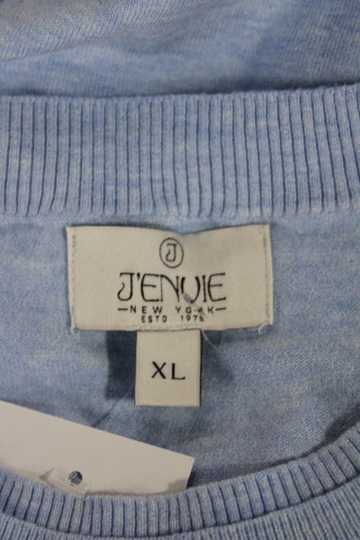 J Envie Women Pullover Sweater Blue Viscose Crew Neck 3/4 Sleeve Size XL
