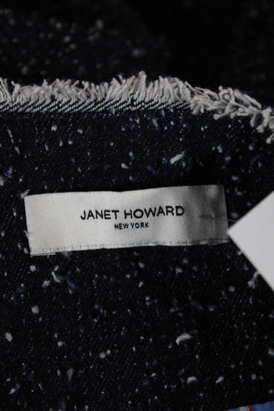 Janet Howard Women Blue Tweed Basic Jacket Button Long Sleeve Size L