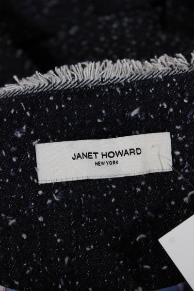 Janet Howard Women Tweed Multicolor Button Basic Jacket Long Sleeve Blue Size S
