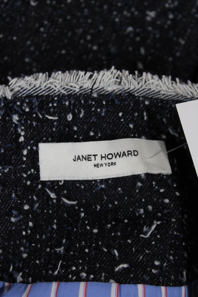 Janet Howard Womens Blue Tweed Basic Jacket Button Long Sleeve Size XS