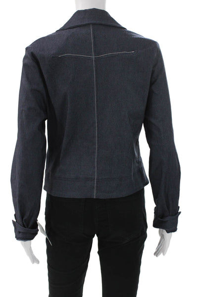 Porto Womens Basic Jacket Blue Button Closure Viscose Long Sleeve Size 2