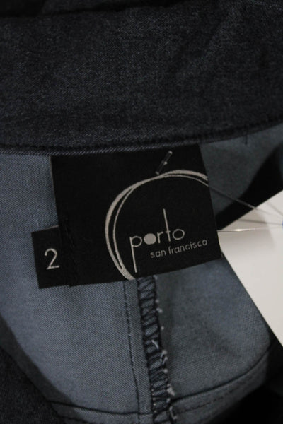 Porto Womens Basic Jacket Blue Button Closure Viscose Long Sleeve Size 2