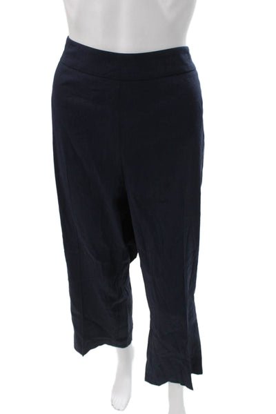 Estelle & Finn Women Cropped Linen Pants Blue Pull On 26in Size 12