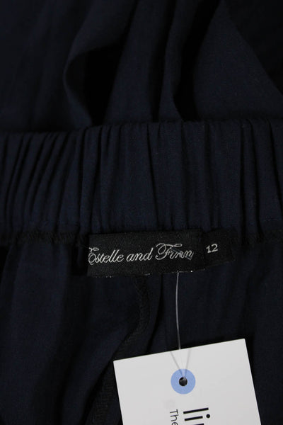 Estelle & Finn Women Cropped Linen Pants Blue Pull On 26in Size 12