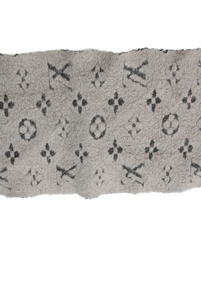Louis Vuitton Womens Monogram Print Boucle Scarf Brown Beige Wool Blend