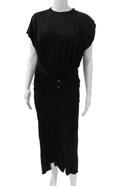 Paco Rabanne Women Maxi Dress Black Short Sleeve Viscose Size 40