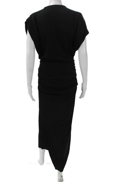 Paco Rabanne Women Maxi Dress Black Short Sleeve Viscose Size 40