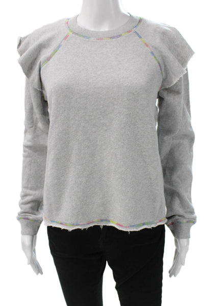 Something Navy Womens Pullover Sweatshirt Crewneck Gray Long Sleeve Size XS