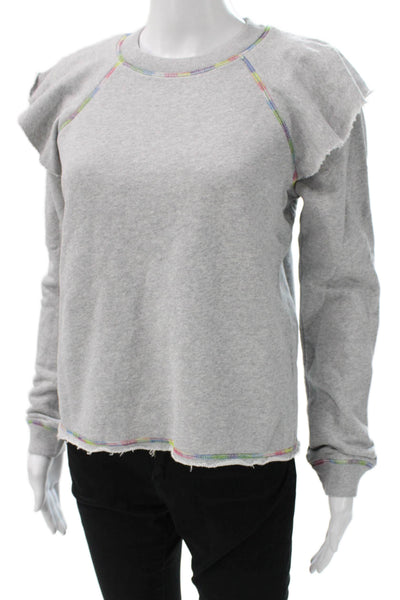 Something Navy Womens Pullover Sweatshirt Crewneck Gray Long Sleeve Size XS
