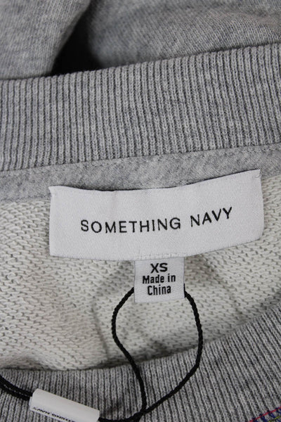 Something Navy Womens Pullover Sweatshirt Crewneck Gray Long Sleeve Size XS