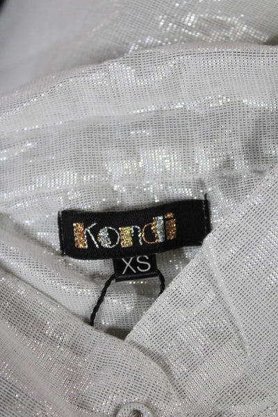 Kondi Womens Collared Long Sleeve Cotton Basic Blouse White Size XS