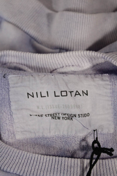 Nili Lotan Women Pullover Cotton Crew Neck Long Sleeve Purple Size XS