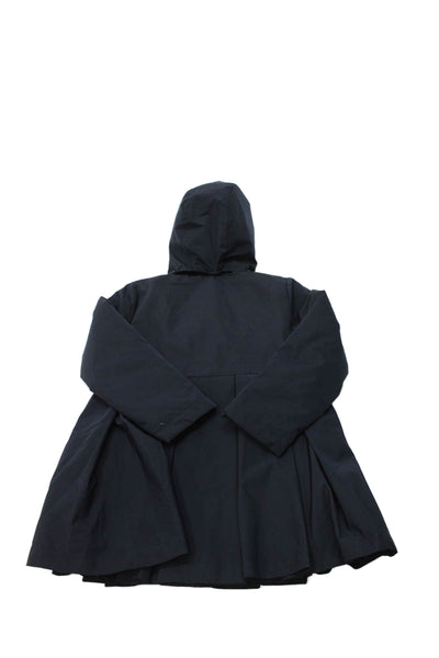 Jacadi Girls Double Breasted Pleated Hooded Jacket Navy Blue Size 5