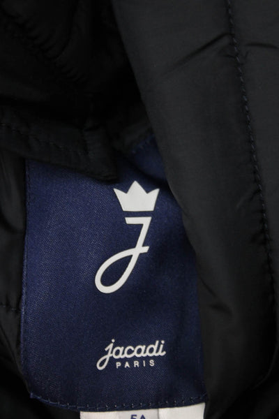 Jacadi Girls Double Breasted Pleated Hooded Jacket Navy Blue Size 5