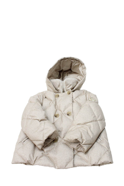 Jacadi Girls Double Breasted Pleated Hooded Jacket Navy Blue Size 5