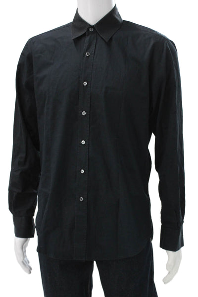 CO OP Barneys New York Mens Button Front Collared Shirt Navy Size Medium