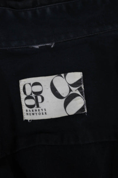 CO OP Barneys New York Mens Button Front Collared Shirt Navy Size Medium