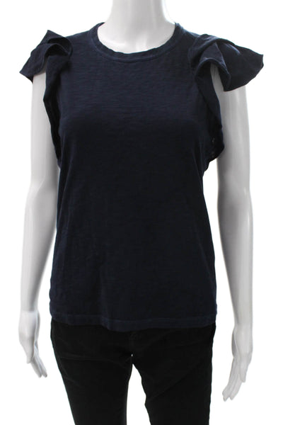 Veronica Beard Womens Basic Cotton Blue Short Sleeve T-Shirt Size XS