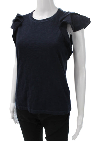 Veronica Beard Womens Basic Cotton Blue Short Sleeve T-Shirt Size XS