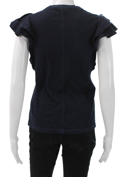 Veronica Beard Womens Basic Cotton Blue Short Sleeve T-Shirt Size XS