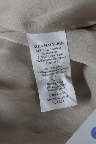 Kobi Halperin Women Silk Sleeveless Collared Basic Blouse Beige Size XS