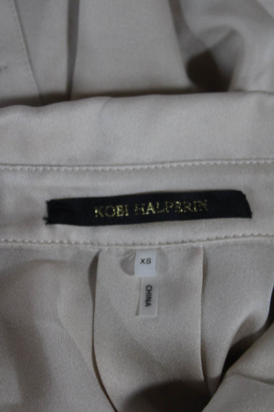 Kobi Halperin Women Silk Sleeveless Collared Basic Blouse Beige Size XS