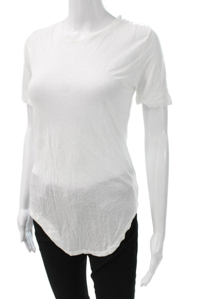 ATM Womens Tunic T-Shirt White Modal Crew Neck Short Sleeve Size S